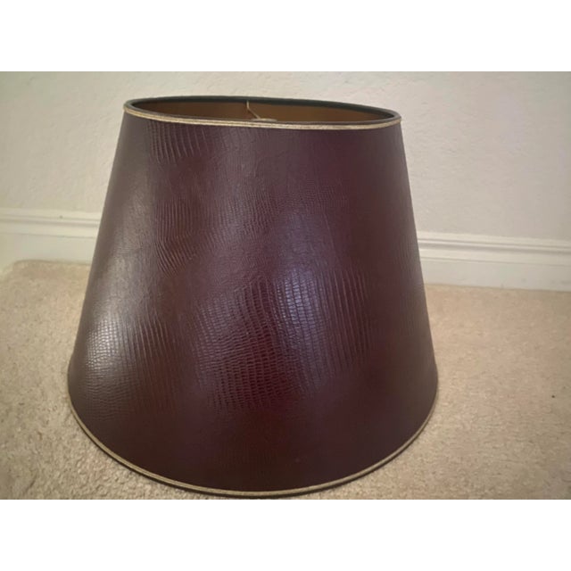 Late 20th Century Stiffel Burgundy Leather Lamp Shade "Mint" Condition For Sale - Image 12 of 12