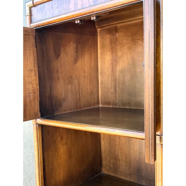 Vintage Drexel Wood and Metal Campaign Tall Cabinet For Sale - Image 11 of 12