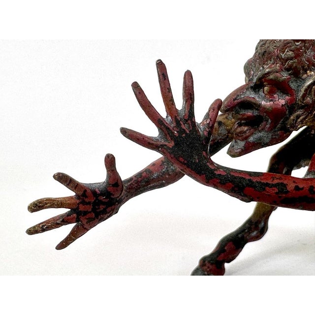 Cold Polychromed Bronze Mephisto Figurine attributed to Franz Xaver Bergmann, Austria, 1900s For Sale - Image 9 of 11
