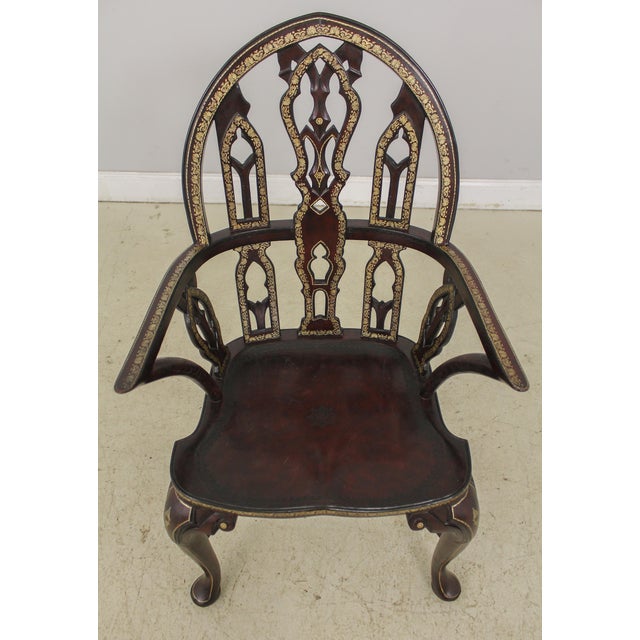 Maitland Smith English Gothic Leather Wrapped Armchair Chairish