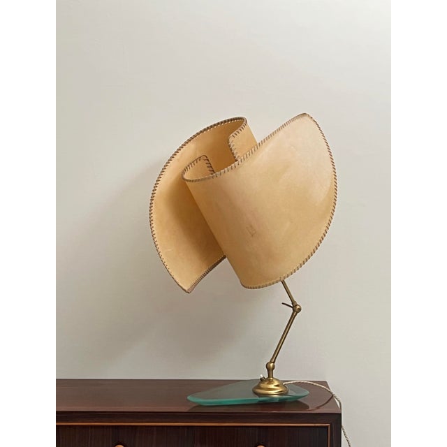 Table Lamp in Glass and Vellum, 1960s, in Flawless conditions. Designed 1960 to 1969 European Plug (up to 250V).The wiring...