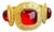 Chanel Red Gripoix Cabachon Glass Bracelet Vintage Gold Tone Cuff For Sale