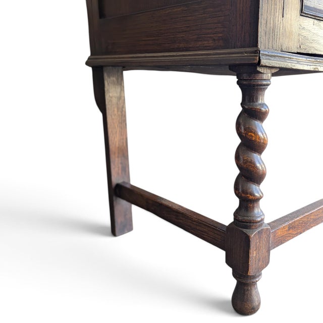 Wood Antique Jacobean Revival Mirrored Buffet With Barley Twist For Sale - Image 7 of 18