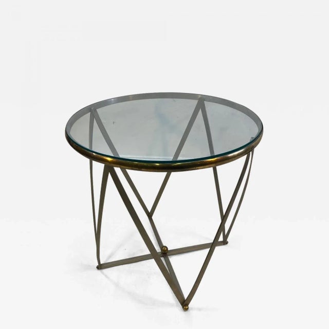 Metal 1970s John Vesey Brass & Brushed Aluminum Strap With Ball Cage Form Table For Sale - Image 7 of 7