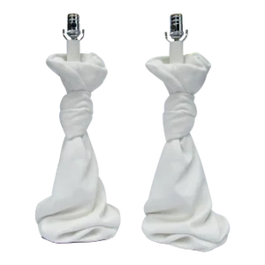 Vintage Mid-Century C.1970's John Dickinson Attr. Draped-Knotted Plaster Lamps - Pair
