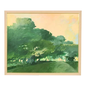 Original Signed William Kortlander Large Landscape of Green Trees Painting