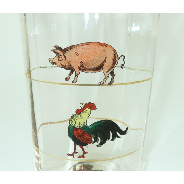 Art Deco Novelty Cocktail Glass With Hand Painted Animal Measurements, c.1930 For Sale In Atlanta - Image 6 of 12