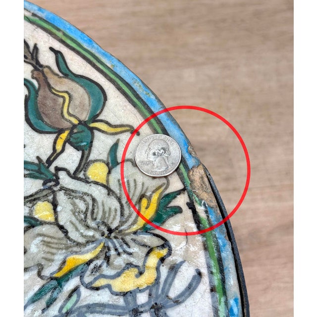 Metal Antique Arts & Crafts Floral Birds of Paradise Glazed Round Garden Table For Sale - Image 7 of 10