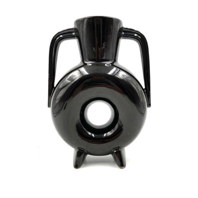 Organic Modern Black Ceramic Vase, France 1970s For Sale - Image 13 of 13