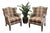 Custom Calico Corners Tartan Plaid & Wood Wingback Chairs, English Country - A Pair For Sale