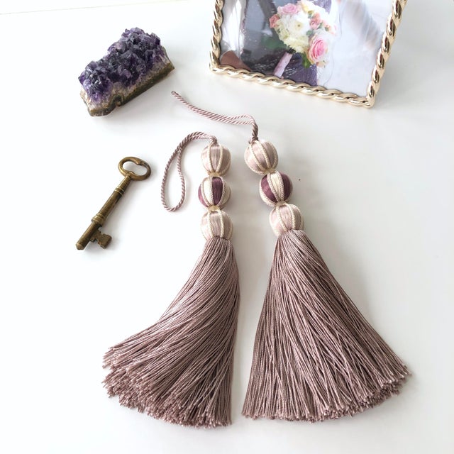 Beaded Satin Key Tassel in Lavender - Amethyst Color For Sale - Image 10 of 15