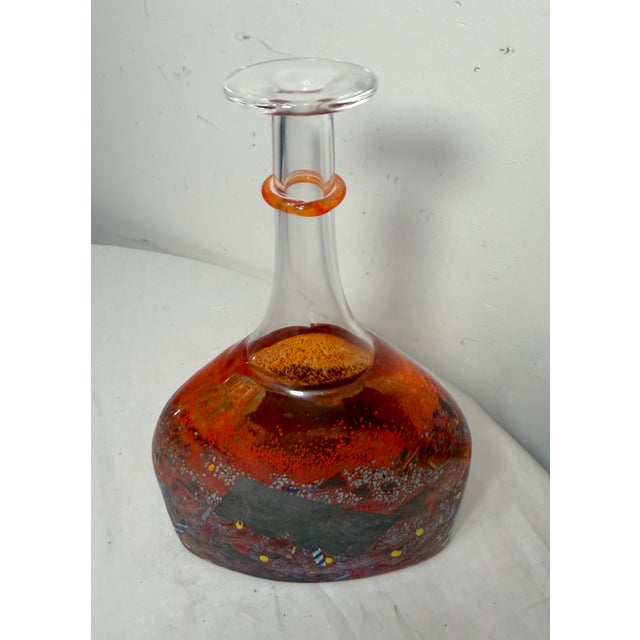 Kosta Boda Vintage Kosta Boda Satellite Signed Bertil Vallien Red Bottle Vase Sculpture For Sale - Image 4 of 14