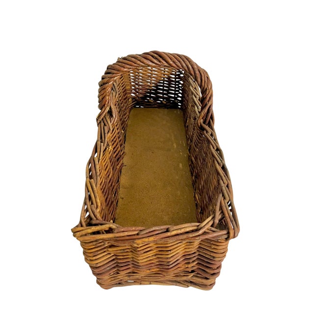 Vintage French Wicker Gathering Basket With Twisted Handle Rustic For Sale - Image 6 of 10