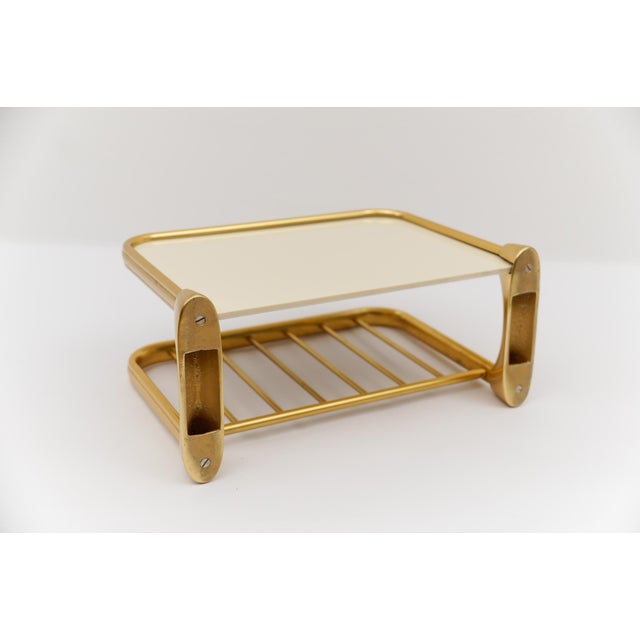 Metal Vintage Brass and Glass Wall Shelf, 1960s For Sale - Image 7 of 10