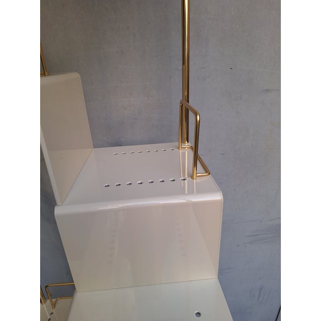 Revolving Pagoda Style Model Bookcase in Brass and Lacquered Iron with Bookends from Fedele Papagni, 1990s For Sale - Image 11 of 18