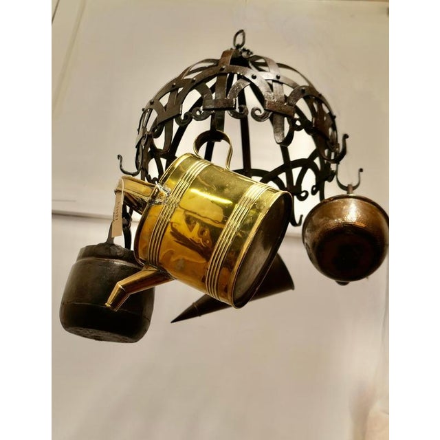 Large Strapwork Blacksmith Made Iron Pot Hanger For Sale - Image 6 of 10