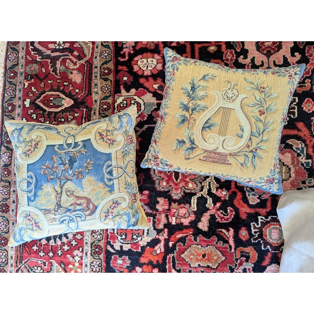 Vintage French Neoclassical Aubusson Jacquard Tapestry Pillows- A Pair For Sale - Image 14 of 16