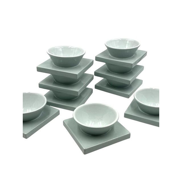Light Blue Ceramic Bowls, Italy, 1970s, Set of 9 For Sale - Image 15 of 18