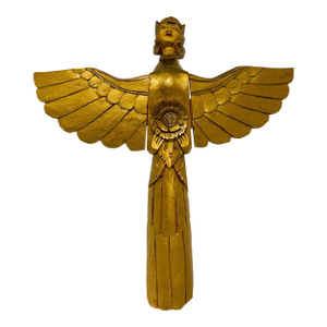 Antique Carved Winged Kinnara Winged Deity Goddess Thailand