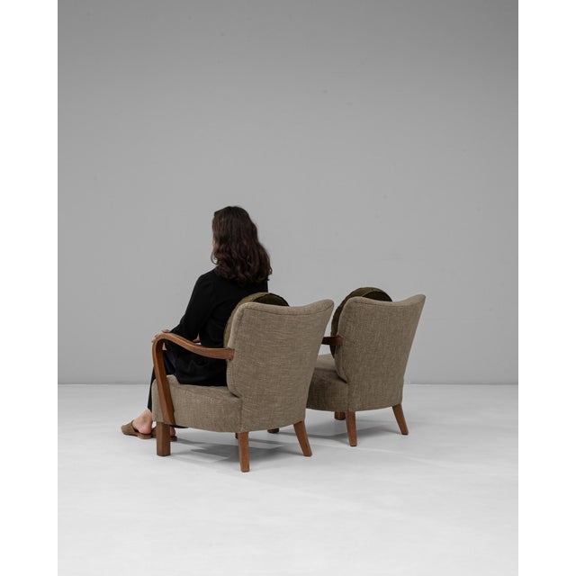 1940s Danish Art Deco Upholstered Armchairs With Round Pillows - A Pair For Sale In Greensboro - Image 6 of 18