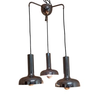 Vintage 3-Flame Cascade Lamp with Chrome-Plated Metal Frame, 1970s For Sale