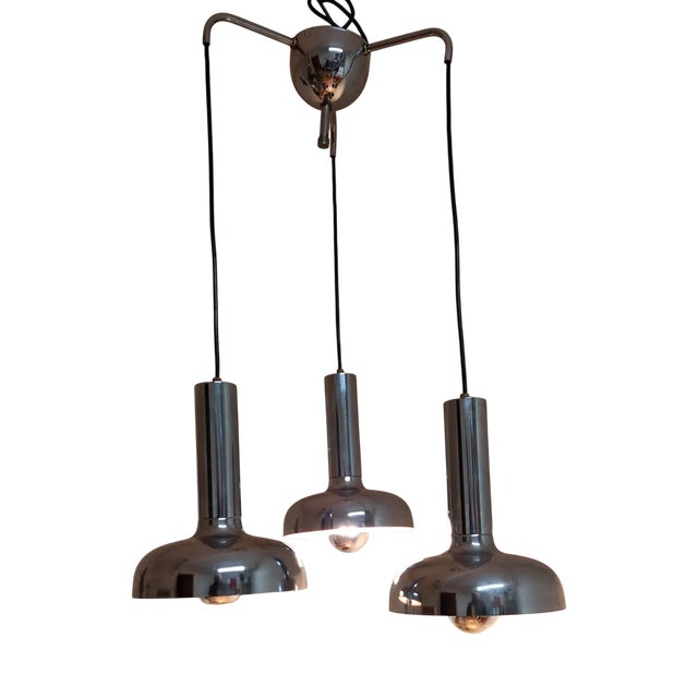 Vintage 3-Flame Cascade Lamp with Chrome-Plated Metal Frame, 1970s For Sale