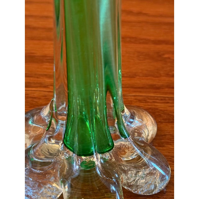 Exquisite Vintage Twist Stem French Vase Art Glass Flower Sleeve Circa 1950's For Sale - Image 4 of 12