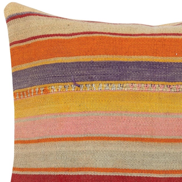 Traditional 20"x20" Vintage Kilim Pillow Cover. Handmade Accent Cushion Cover. Throw Pillow For Sale - Image 3 of 4