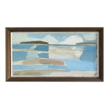 1956 Mid-Century Modern 'Memory of a Coast' Vintage Swedish Original Abstract Coastal Landscape Oil Paint, Framed For Sale
