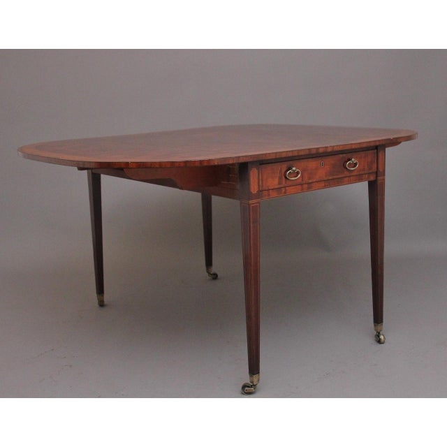 Large Antique Inlaid Mahogany Pembroke Table, 1810 For Sale - Image 11 of 15