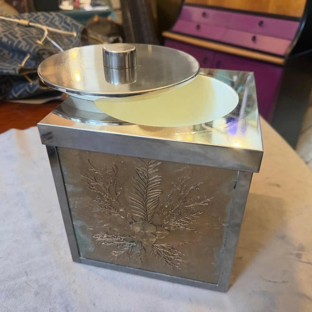 1970s Mid-Century Modern SIlver Plated Square Ice Bucket by Paolo Traversi For Sale - Image 4 of 12