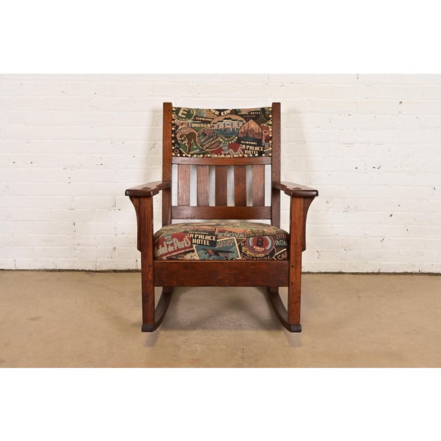 Mission J. M. Young & Sons Antique Mission Oak Arts & Crafts Rocking Chair, Circa 1900 For Sale - Image 3 of 13