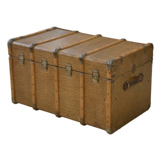 Vintage Travel Trunk with Key, 1950s For Sale