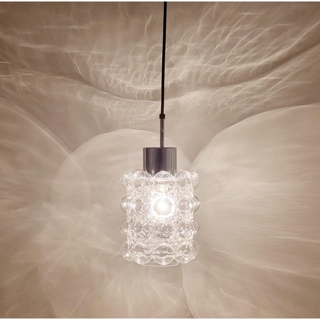 Glashütte Limburg 1960s Mid-Century Modern Bubble Glass Pendant Lights by Helena Tynell for Limburg, Germany - a Pair For Sale - Image 4 of 7