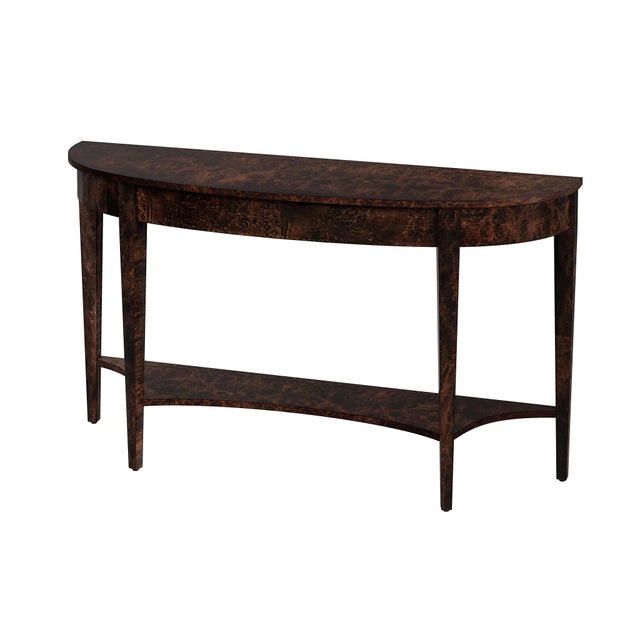 Chocolate Astor 54"W Demilune Console Table, Dark Burl For Sale - Image 8 of 8