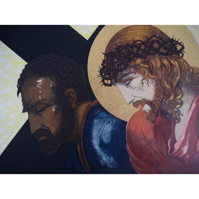 Modern François-Louis Schmied, Christ on the Stations of the Cross (Towards Golgotha), Early 20th Century, Woodcut For Sale - Image 3 of 8