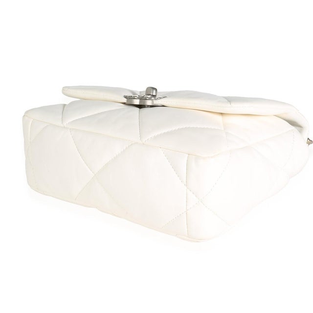 Animal Skin White Quilted Lambskin Small Chanel 19 Flap Bag For Sale - Image 7 of 8