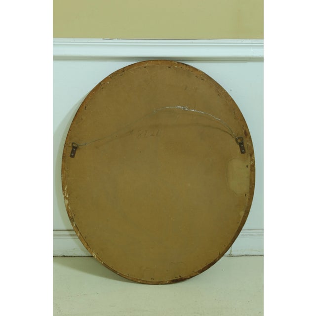 1960s Vintage Oval Framed Carved Gold Mirror For Sale - Image 5 of 6
