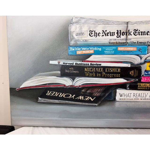 White Original Contemporary Realism Gail Chandler Oil Painting Still Life Books Art For Sale - Image 8 of 16