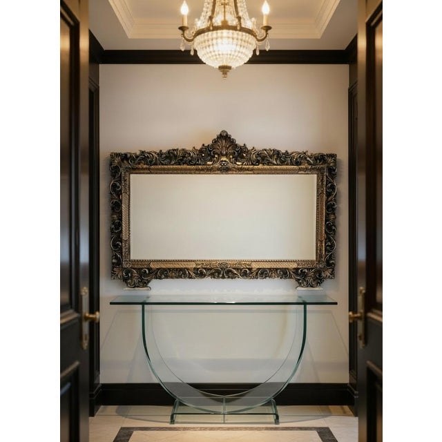 Large Baroque Wooden Mirror, 1940s For Sale - Image 4 of 14