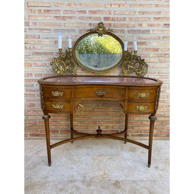 Late 19th Century French Walnut and Bronze Vanity with Candelabra Arms For Sale - Image 16 of 18