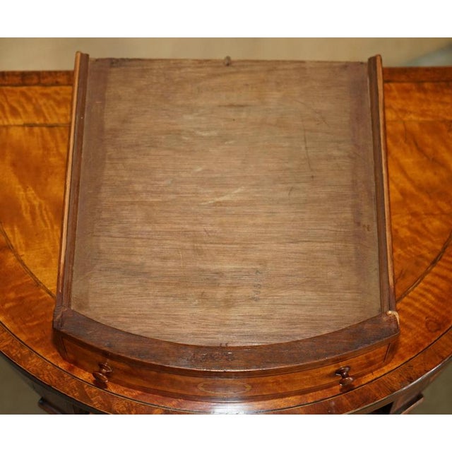 Sheraton Satinwood Demi Lune Console Tables, Set of 2 For Sale - Image 16 of 18