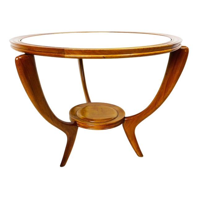Mid-Century Italian Wooden Round Table, 1950s For Sale