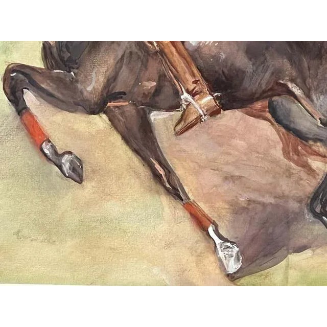 Brown A Polo Match, Framed Watercolour by John W. Dunn- 1932 For Sale - Image 8 of 10