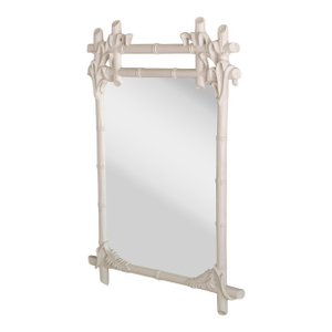 Gampel-Stoll Hollywood Regency Mirror, White Faux Bamboo, Italy, 1960s