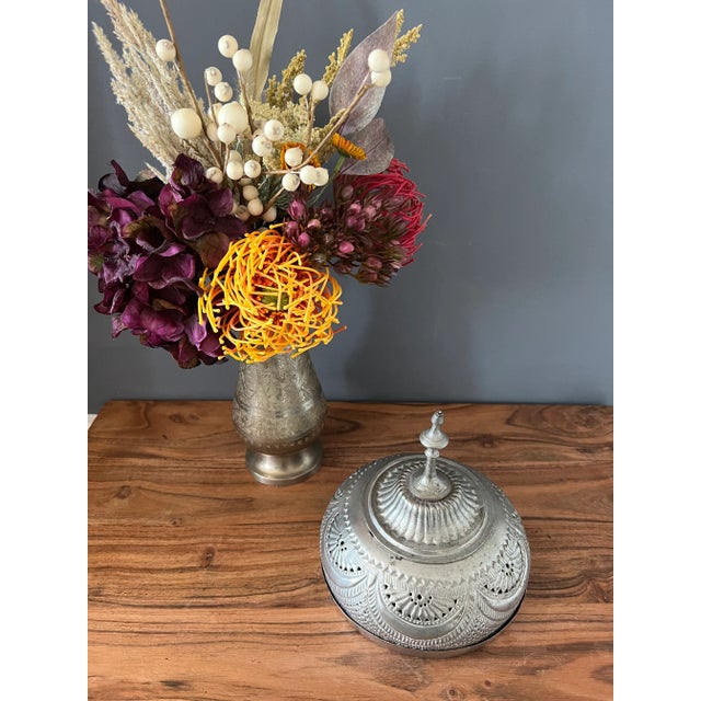 Islamic 1910s Antique Islamic Metal Round Shaped Box For Sale - Image 3 of 13