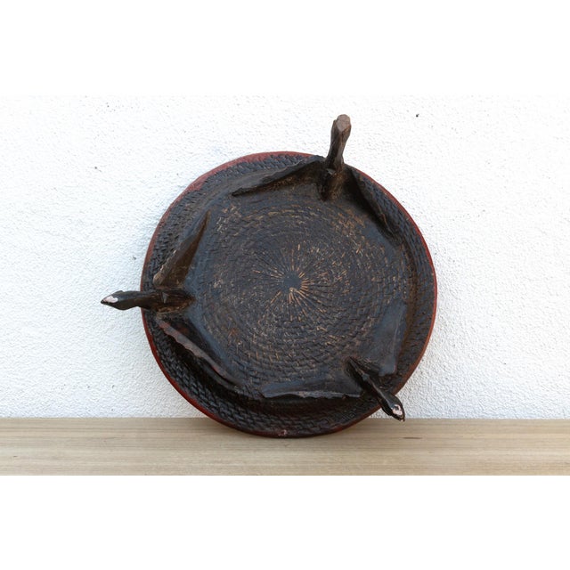 Black Offering Elegance, Antique Burmese Lacquered Tray For Sale - Image 8 of 10