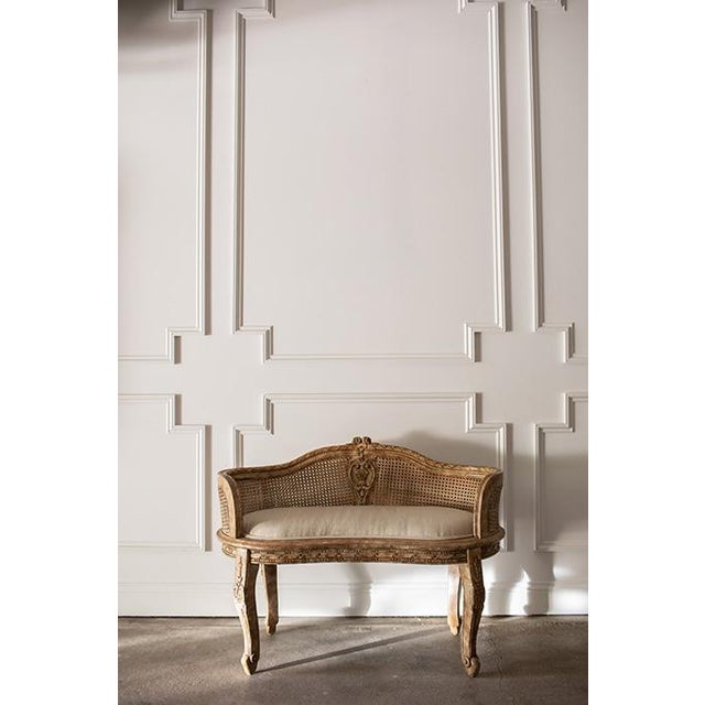 Elevate your space with this exquisitely crafted French Country style boudoir bench, masterfully produced by the trade-...