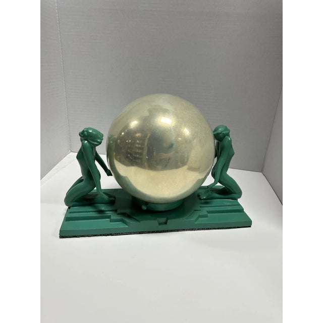 Art Deco Frankart Art Deco Nude Female Figurals With 1920s Mercury Glass Globe For Sale - Image 3 of 11