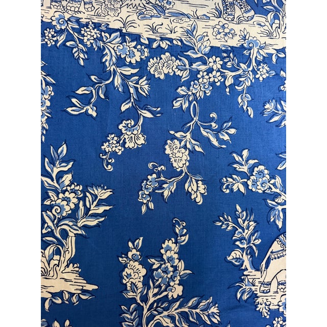 2020s Clarence House / Hill House Ile Des Elephant Cobalt Blue Linen Fabric 13 Yards For Sale - Image 5 of 6